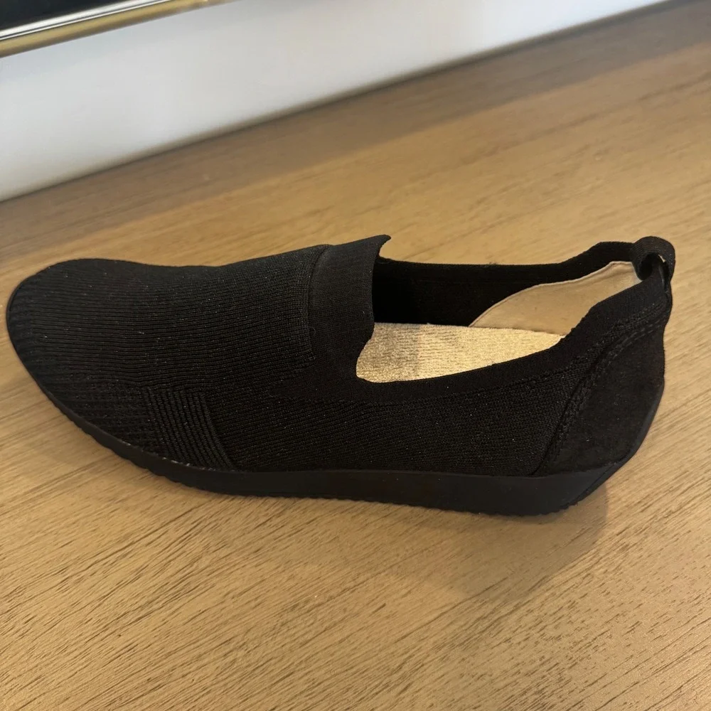Ara Leena Fusion Women 9.5 UK6 Black Knit Slip On Comfort Sneaker Comfort Casual